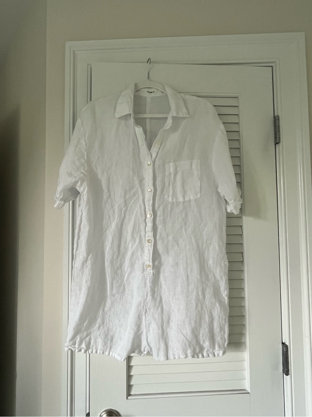 Vitamin A White Sheer Linen Button Front Romper